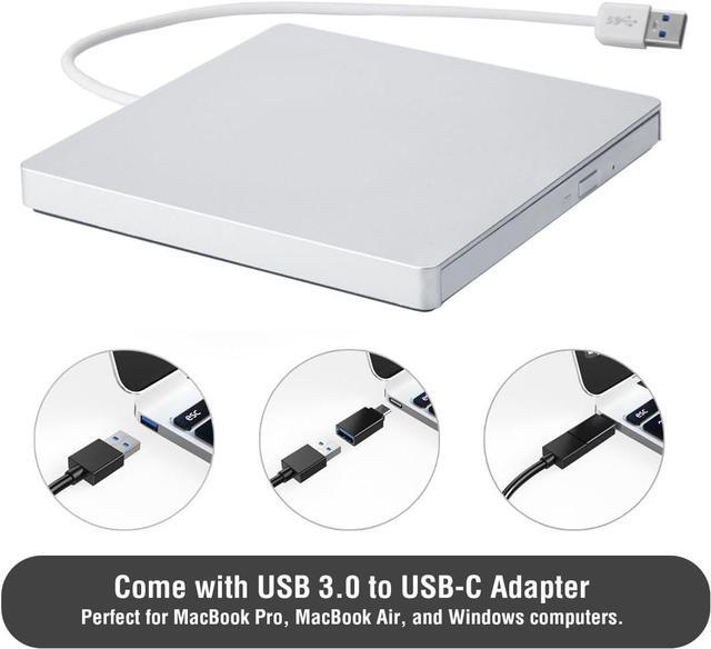 Alt view image 3 of 7 - External CD/DVD Drive for Mac, CD Burner USB 3.0 Portable CD-ROM DVD+/-RW Disc Player Burner Reader Writer Optical Drive for Apple Mac MacBook Pro/Air, Windows 11/10 Laptop PC, Silver