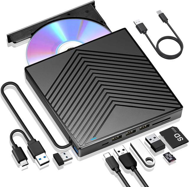 ROOFULL External CD DVD+/-RW Drive with SD Card Reader and USB