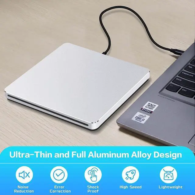 Alt view image 4 of 7 - NOLYTH External CD/DVD Drive for Laptop CD DVD Burner USB 3.0 Type-C DVD Player for Computer Disk Drive Slim DVD Drive Writer CD Reader Optical Drive for Computer Laptop PC Windows Desktop Mac