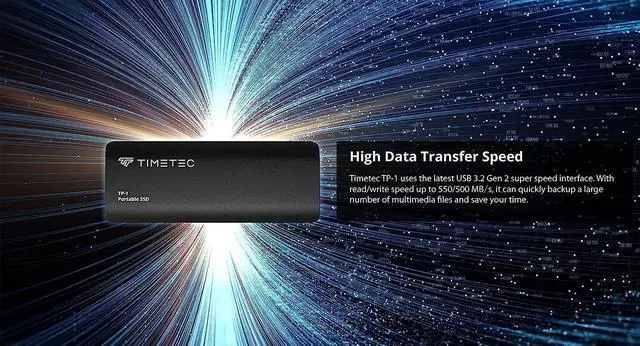 Alt view image 4 of 7 - Timetec 1TB Portable External SSD USB3.2 Gen2 Type C Up to 550MB/s Ultra-Light Aluminum Mini External Solid State Drive with USB C to A Cable/USB A to C Adapter for Desktops/Laptop/Mac/Mobile - Black