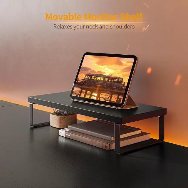 Alt view image 5 of 7 - CubiCubi L Shaped Gaming Desk Computer Office Desk, 47 inch Corner Desk with Large Monitor Stand for Home Office Study Writing Workstation, Black