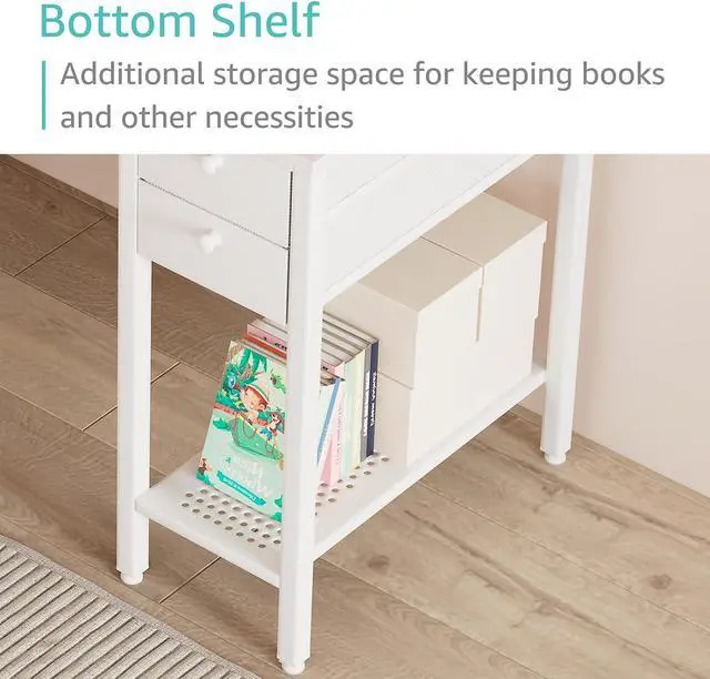 Alt view image 6 of 7 - White Small Desk with Drawers - 40 Inch Computer Desk for Small Space Home Office, Modern Simple Study Writing Table PC Desks