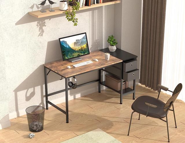 HOMIDEC Office Desk, Computer Desk with Drawers 47 Study Writing Desks for  Home with Storage Shelves, Desks & Workstations for Home Office Bedroom 