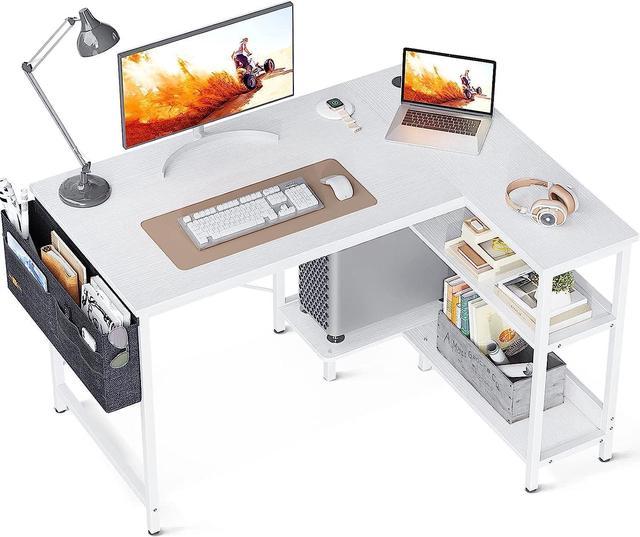 ODK Small L Shaped Computer Desk, 40 Inch Corner Desk with Reversible  Storage Shelves & PC