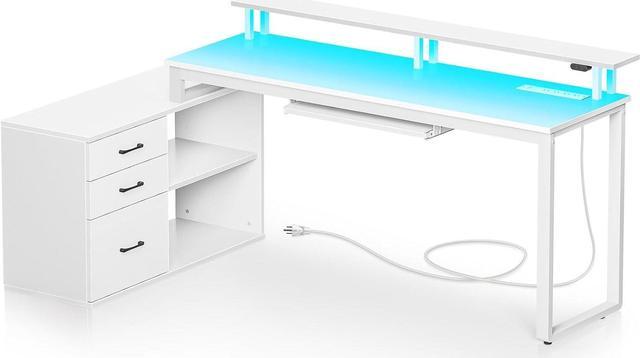 18.9 in. White 2 Drawer Writing Desk with Storage