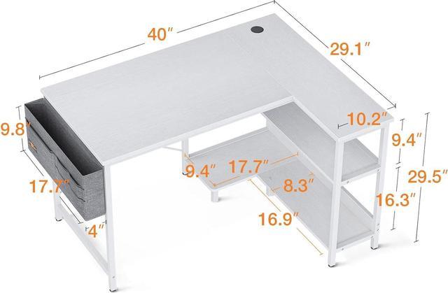 ODK Small L Shaped Computer Desk, 40 Inch Corner Desk with Reversible  Storage Shelves & PC