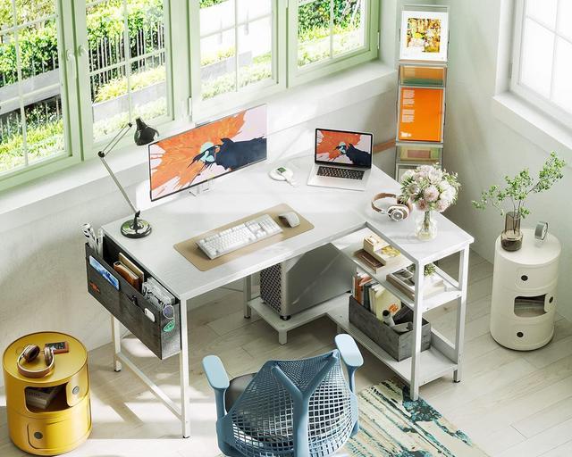 L Shaped Home Office Small Desk with Short Side Writing Study