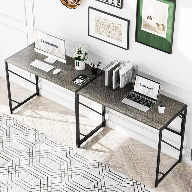 Alt view image 7 of 7 - Elephance Folding Desk Writing Computer Desk for Home Office, No-Assembly Study Office Desk Foldable Table for Small Spaces