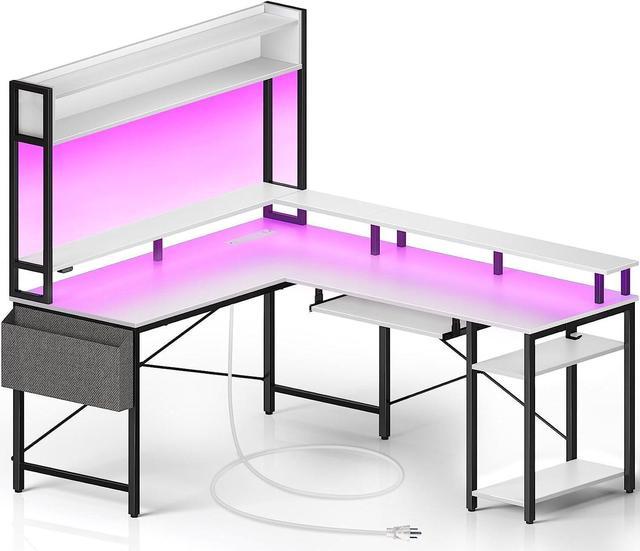 Rolanstar L Shaped Computer Desk, Corner Desk with Shelf and 4-Tier St