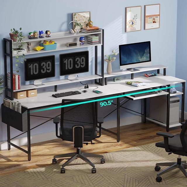 Rolanstar L Shaped Computer Desk, Corner Desk with Shelf and 4-Tier St