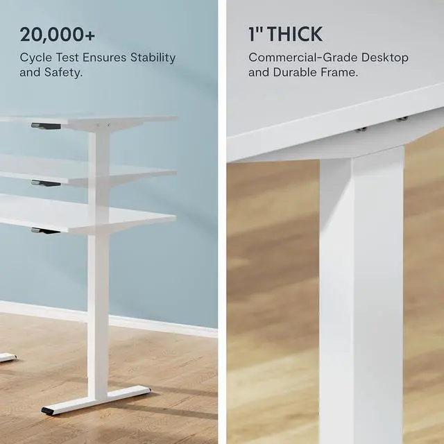 Alt view image 5 of 7 - FLEXISPOT Electric Standing Desk Whole Piece 48 x 30 Inch Desktop Adjustable Height Desk Home Office Computer Workstation Sit Stand up Desk (White Frame + White Top, 2 Packages)