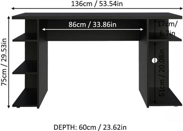 Madesa Gaming Computer Desk with 5 Shelves, Cable Management and Large  Monitor Stand, Wood, 24 D x 53 W x 29 H - White