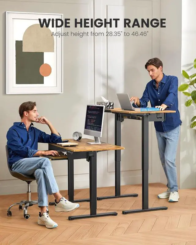 Alt view image 5 of 7 - ErGear Electric Standing Desk with Full Size Keyboard Tray, Adjustable Height Sit Stand Up Desk, Home Office Desk Computer Workstation, 48x24 Inches, Vintage Brown