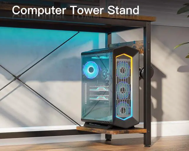 Alt view image 6 of 7 - Coleshome 66" L Shaped Larger Gaming Desk, Corner Computer Desk, Sturdy Home Office Computer Table, Writing Workstation, Vintage