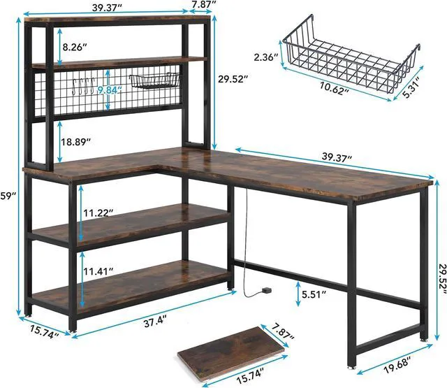 Alt view image 2 of 7 - Tribesigns 55" Computer Desk Large Office Desk Study Table (Brown)