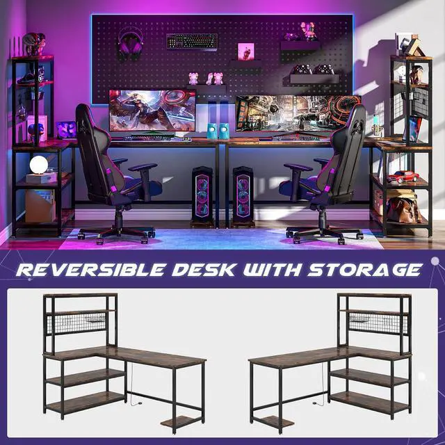 Alt view image 6 of 7 - Tribesigns 55" Computer Desk Large Office Desk Study Table (Brown)