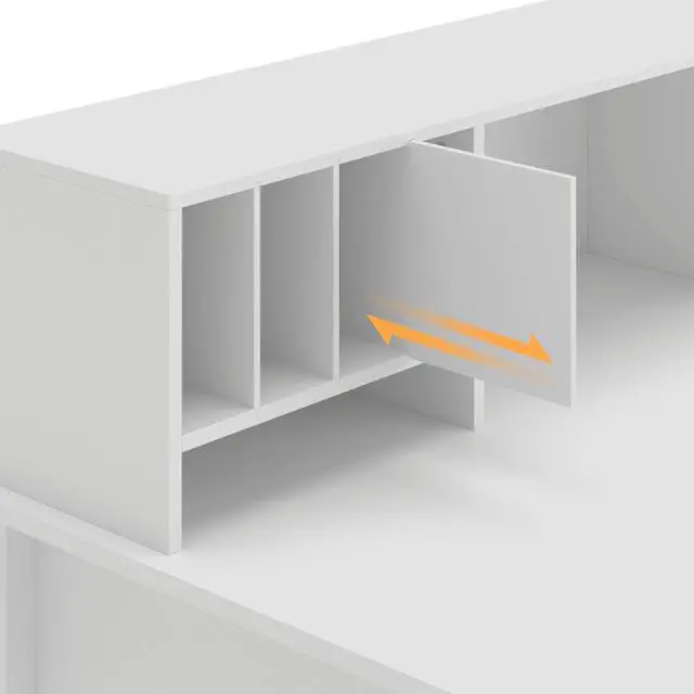 Alt view image 6 of 7 - Computer Desk with Drawers and Hutch, 43.3 inch White Home Office Desks Small Makeup Vanity Desk Table with Storage for Small Spaces Bedroom, Writing Desk Study Table