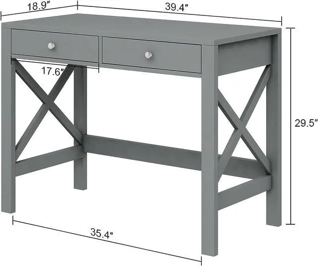 Alt view image 3 of 7 - ChooChoo Home Office Desk Writing Computer Table Modern Design Desk with Drawers (Grey)