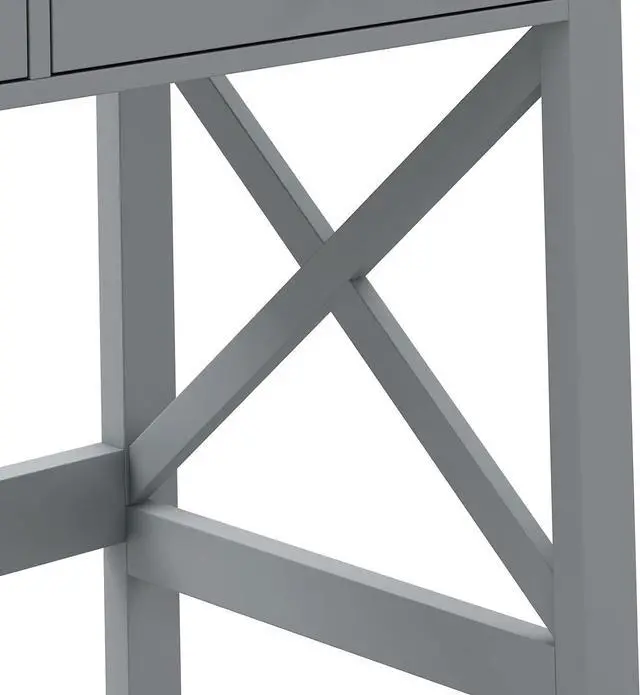 Alt view image 5 of 7 - ChooChoo Home Office Desk Writing Computer Table Modern Design Desk with Drawers (Grey)