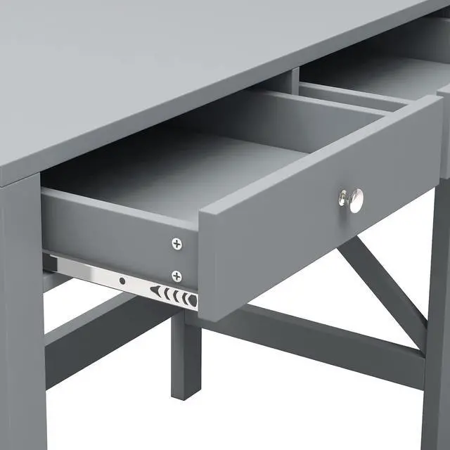 Alt view image 6 of 7 - ChooChoo Home Office Desk Writing Computer Table Modern Design Desk with Drawers (Grey)