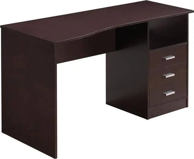 Alt view image 5 of 7 - 51 Inch Classic Computer Desk w/Drawers & Storage, Wenge | 51 Inch classic desk with 3 drawers, spacious storage, sturdy frame, and functional home office workstation for modern setups