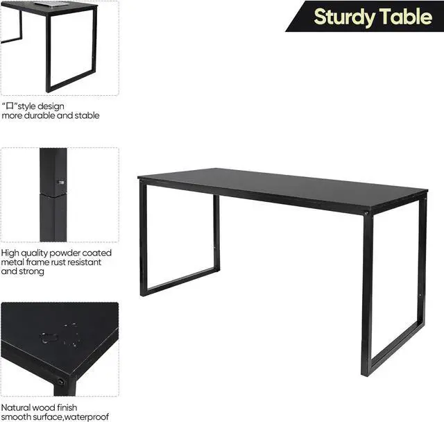 Alt view image 5 of 7 - ZENY Computer Desk,55 Inch Office Desk Gaming Desk Writing Desk, Modern Simple Desk PC Laptop Study Student Table (Black, 55 inch)