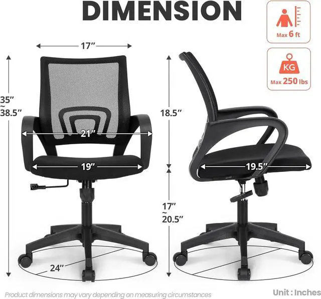 Alt view image 4 of 6 - Neo Chair Office Computer Desk Chair Gaming-Ergonomic Mid Back Cushion Lumbar Support with Wheels Comfortable Blue Mesh Racing Seat Adjustable Swivel Rolling Home Executive (Black)