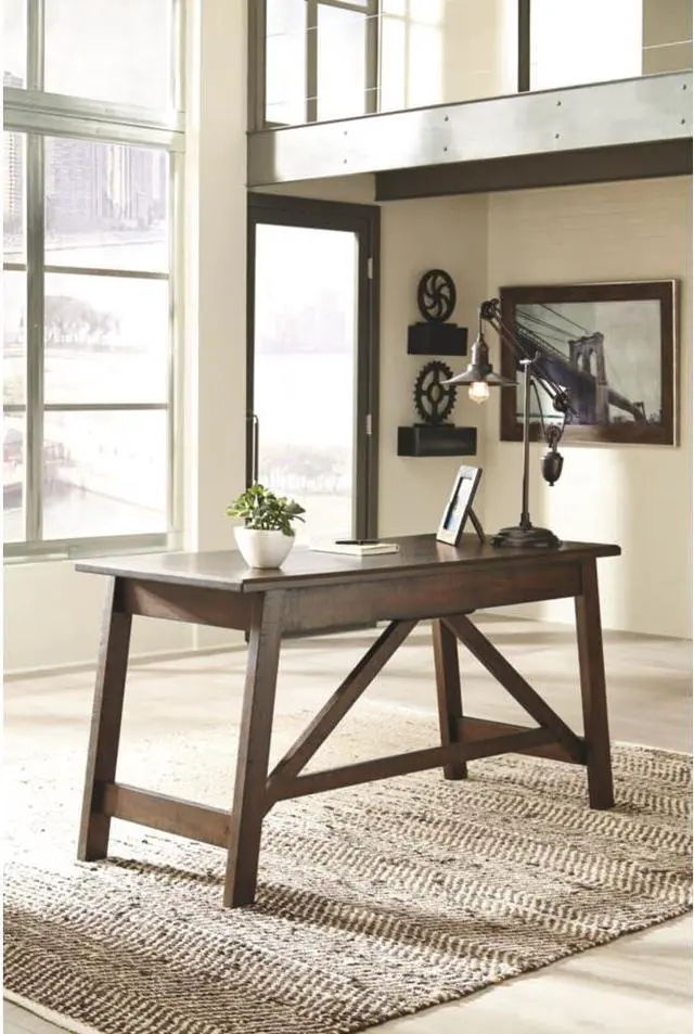 Alt view image 2 of 7 - Signature Design by Ashley Baldridge Rustic Home Office Desk, Distressed Brown