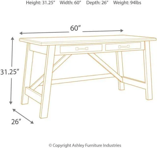 Alt view image 3 of 7 - Signature Design by Ashley Baldridge Rustic Home Office Desk, Distressed Brown