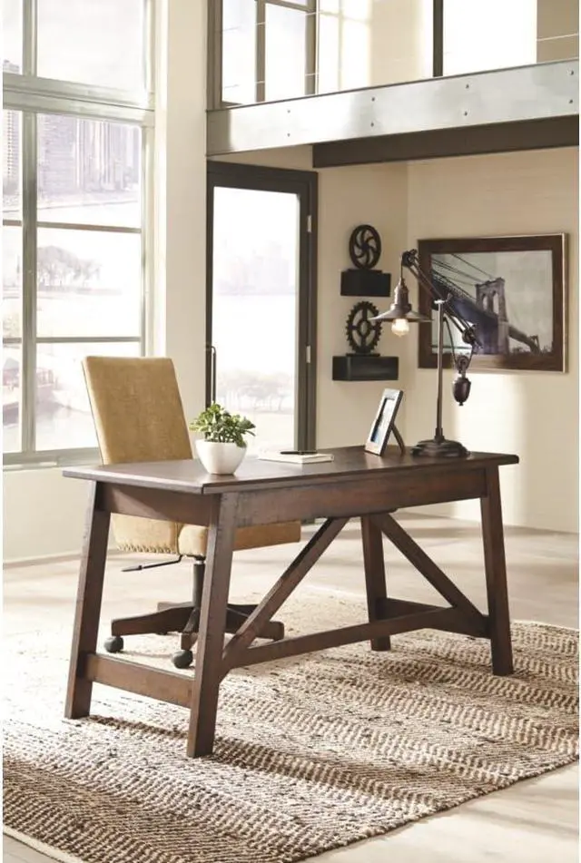 Alt view image 6 of 7 - Signature Design by Ashley Baldridge Rustic Home Office Desk, Distressed Brown