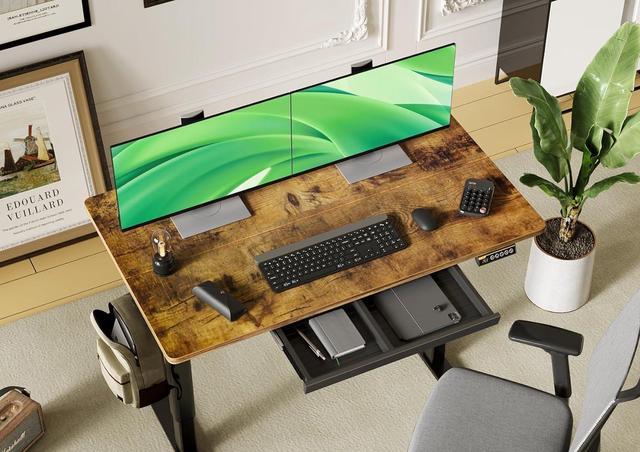 Claiks Standing Desk with Drawers, Stand Up Electric Standing Desk