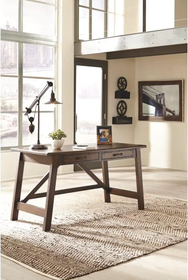 Alt view image 5 of 7 - Signature Design by Ashley Baldridge Rustic Home Office Desk, Distressed Brown