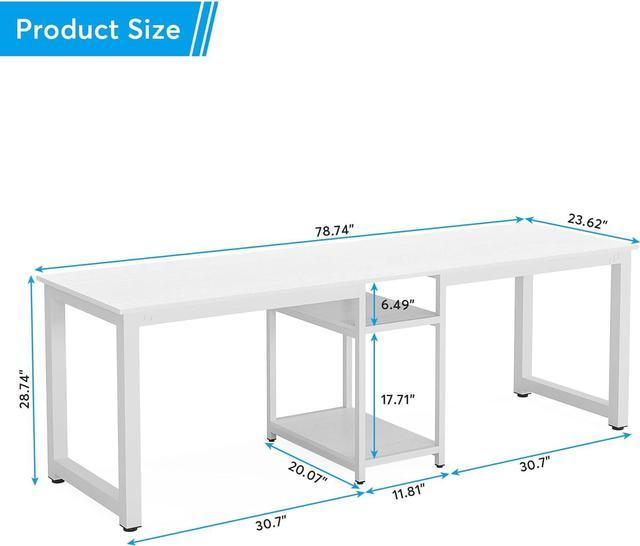 Tribesigns 78 Inches Computer Desk, Extra Large Two Person Office Desk with  Shelf, Double Workstation Desk for Home Office(Black)