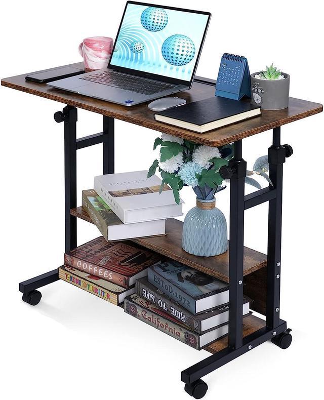 Portable Desk Small Desks for Small Spaces Laptop Table Rustic Rolling  Adjustable Desk on Wheels Mobile Couch Desk for Bedroom Home Office  Computer