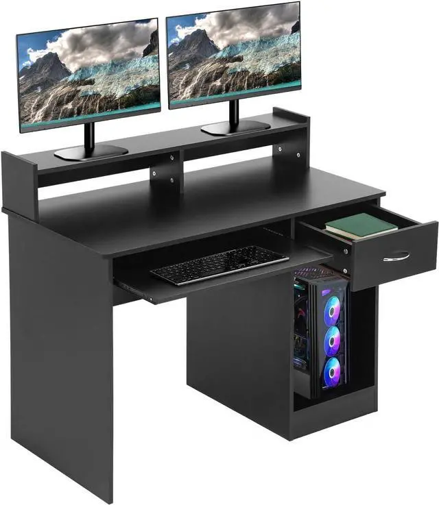 Main image of PayLessHere Office Desk, Computer Desk with Drawers Keyboard Tray 43" Study Writing Desks for Home with Storage Shelves, Desks & Workstations