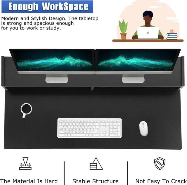 Alt view image 6 of 7 - PayLessHere Office Desk, Computer Desk with Drawers Keyboard Tray 43" Study Writing Desks for Home with Storage Shelves, Desks & Workstations
