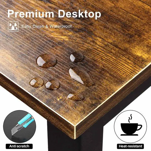 Alt view image 5 of 7 - Aquzee Computer Desk with Hutch Bookshelves, 55 Inch Home Office Writing Desk with Space Saving Design, Gaming Table Organized Desk with Storage Shelves Bookshelf Easy Assemble, Rustic Brown