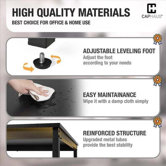 Alt view image 5 of 7 - CAPHAUS 32 Inch Computer Desk, Home Office Desk, Modern Work Desk, Writing Desk for Small Space, Simple Desk for Home Use & Office, PC Table, Gaming Desk, Space-Saving Workstation, Black