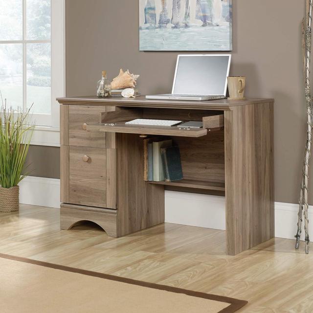 Alt view image 4 of 7 - Sauder Harbor View Computer Desk, Salt Oak finish