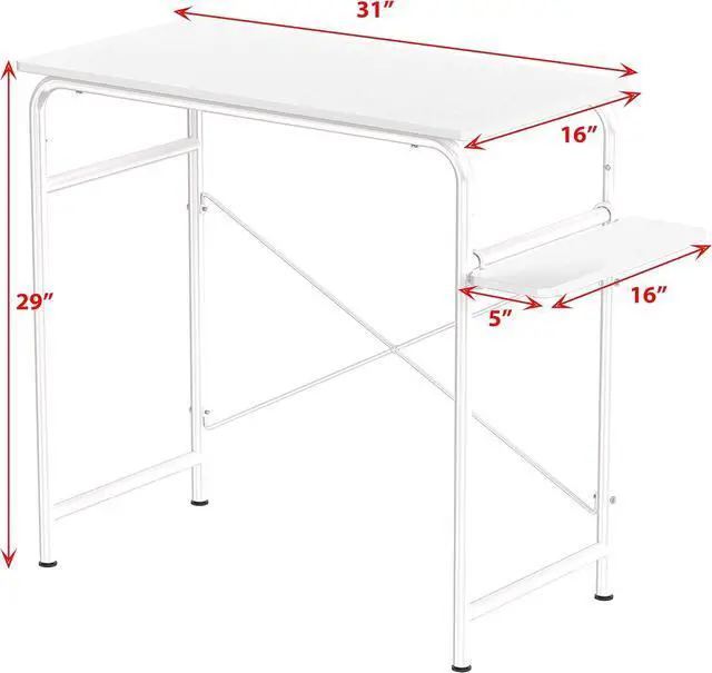 Alt view image 3 of 7 - SHW Small Gaming Home Office Computer Desk with Shelf, White