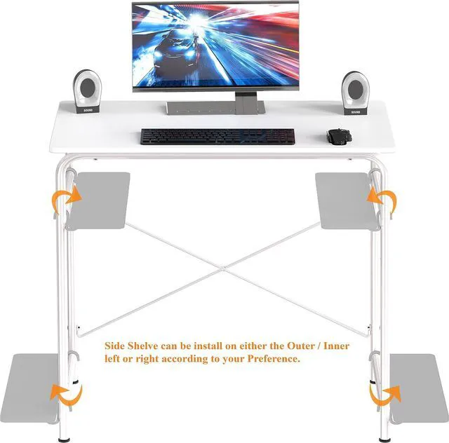 Alt view image 6 of 7 - SHW Small Gaming Home Office Computer Desk with Shelf, White