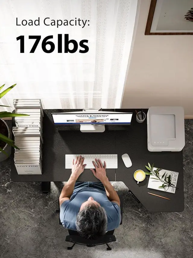 Alt view image 6 of 7 - Marsail L Shaped Electric Standing Desk, 55x34 Inch Standing Desk Adjustable Height with Headphone Hook, Large Computer Desk Sit Stand Desk for Home Office Sturdy Writing Workstation