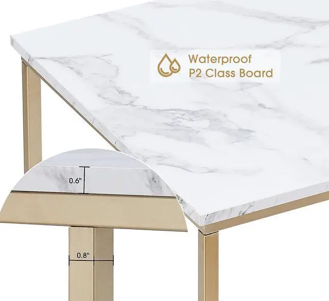 Alt view image 6 of 7 - ivinta Computer Desk with Shelves, Office Desk for Living Room,Small Desk with Storage Space, Home Office Desks, Vanity Desk with Gold Legs PC Laptop Table Whale-ML55 (White, 55")