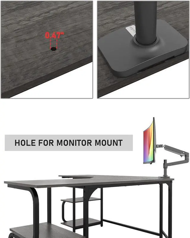Alt view image 7 of 7 - Teraves Modern L Shaped Desk with Shelves,64.84" Gaming Computer Desk for Home Office,Corner Desk with Desktop (Black Oak+Black Frame, Large+4 Tier Shelves)