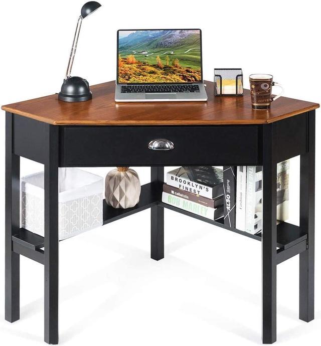 Small Corner Computer Table Laptop Study Wrokstation Desk Storage