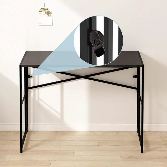 Alt view image 5 of 7 - EMODA Folding Computer Desk 40 inch, No Assembly Needed Home Office Table Study Writing Gaming Desk, Black