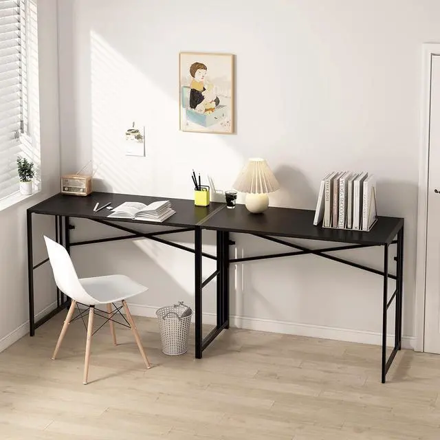 Alt view image 7 of 7 - EMODA Folding Computer Desk 40 inch, No Assembly Needed Home Office Table Study Writing Gaming Desk, Black