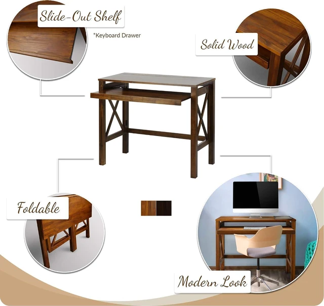 Alt view image 6 of 7 - Casual Home Montego Folding Desk with Pull-Out Tray-Espresso