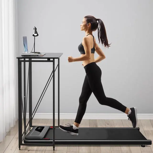 Alt view image 3 of 7 - 39.37" Folding Standing Desk, Small Laptop Stand Up Desk for Sitting or Standing, No Assembly Needed, Portable, Tall Foldable Desk for Home, Office, Small Spaces (Black)