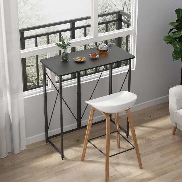 Alt view image 7 of 7 - 39.37" Folding Standing Desk, Small Laptop Stand Up Desk for Sitting or Standing, No Assembly Needed, Portable, Tall Foldable Desk for Home, Office, Small Spaces (Black)